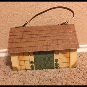 1970s vintage wooden house purse